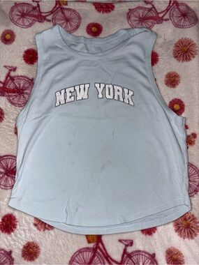 Light Blue 'NEW YORK' Sleeveless Tank Top - Women